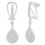 1.65 Carat (ctw) 14K White Gold Round White Diamond Ladies Dangling Drop Earrings