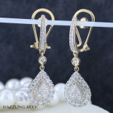 1.65 Carat (ctw) 14K Yellow Gold Round White Diamond Ladies Dangling Drop Earrings