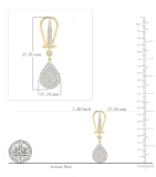 1.65 Carat (ctw) 14K Yellow Gold Round White Diamond Ladies Dangling Drop Earrings