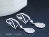 1.65 Carat (ctw) 18K White Gold Round White Diamond Ladies Dangling Drop Earrings