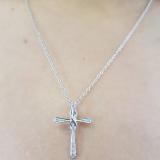 0.07 Carat (Ctw) Sterling Silver Round White Diamond Ladies Cross Pendant (Silver Chain Included)