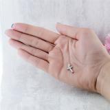 0.10 Carat (Ctw) Sterling Silver Round White Diamond Cross Pendant 1/10 CT