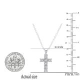 0.10 Carat (Ctw) Sterling Silver Round White Diamond Cross Pendant 1/10 CT