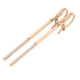 0.25 Carat (ctw) 10K Rose Gold Round Cut White Diamond Ladies Line Dangling Earrings 1/4 CT