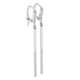 0.25 Carat (ctw) 10K White Gold Round Cut White Diamond Ladies Line Dangling Earrings 1/4 CT