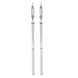 0.25 Carat (ctw) 10K White Gold Round Cut White Diamond Ladies Line Dangling Earrings 1/4 CT