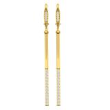 0.25 Carat (ctw) 10K Yellow Gold Round Cut White Diamond Ladies Line Dangling Earrings 1/4 CT