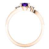 10K Rose Gold 7X5 Oval Cut Amethyst & Round Cut White Diamond Ladies Engagement 3 Stone Ring
