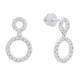 0.70 Carat (ctw) 10K White Gold Round Diamond Ladies Double Circle Dangling Drop Earrings 3/4 CT