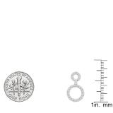 0.70 Carat (ctw) 10K White Gold Round Diamond Ladies Double Circle Dangling Drop Earrings 3/4 CT