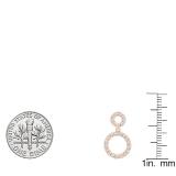 0.70 Carat (ctw) 18K Rose Gold Round Diamond Ladies Double Circle Dangling Drop Earrings 3/4 CT