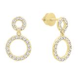 0.70 Carat (ctw) 18K Yellow Gold Round Diamond Ladies Double Circle Dangling Drop Earrings 3/4 CT