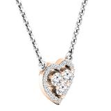 0.35 Carat (Ctw) 10K Rose Gold White Diamond Ladies Heart Pendant 1/3 CT (Silver Chain Included)