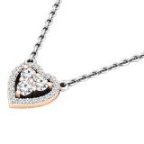 0.35 Carat (Ctw) 10K Rose Gold White Diamond Ladies Heart Pendant 1/3 CT (Silver Chain Included)
