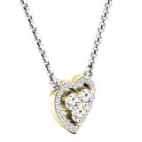 0.35 Carat (Ctw) 10K Yellow Gold White Diamond Ladies Heart Pendant 1/3 CT (Silver Chain Included)