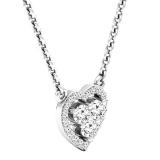 0.35 Carat (Ctw) 14K White Gold White Diamond Ladies Heart Pendant 1/3 CT (Silver Chain Included)