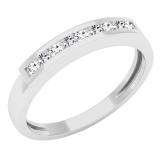 0.12 Carat (ctw) 10K White Gold Princess & Round Diamond Ladies Anniversary Wedding Stackable Band