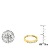 0.12 Carat (ctw) 14K Yellow Gold Princess & Round Diamond Ladies Anniversary Wedding Stackable Band
