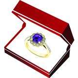 10K Yellow Gold 6 MM Cushion Amethyst & Round White Diamond Bridal Milgrain Engagement Ring