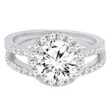 1.00 Carat (ctw) 14K White Gold Round Cut White Diamond Ladies Bridal Halo Engagement Ring Set 1 CT