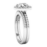 1.00 Carat (ctw) 14K White Gold Round Cut White Diamond Ladies Bridal Halo Engagement Ring Set 1 CT