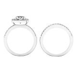 1.00 Carat (ctw) 14K White Gold Round Cut White Diamond Ladies Bridal Halo Engagement Ring Set 1 CT