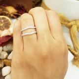 1.60 Carat (ctw) 10K White Gold Round White Cubic Zirconia Ladies Wedding Enhancer Double Ring