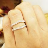 1.60 Carat (ctw) 10K White Gold Round White Cubic Zirconia Ladies Wedding Enhancer Double Ring