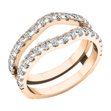 1.60 Carat (ctw) 14K Rose Gold Round White Cubic Zirconia Ladies Wedding Enhancer Double Ring