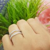 1.60 Carat (ctw) 14K White Gold Round White Cubic Zirconia Ladies Wedding Enhancer Double Ring