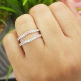 1.60 Carat (ctw) 14K White Gold Round White Cubic Zirconia Ladies Wedding Enhancer Double Ring