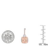 18K Rose Gold 8 MM Each Cushion Cut Morganite & Round White Diamond Ladies Dangling Drop Earrings