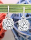 4.50 ctw Cushion & Round Cubic Zirconia Drop Earrings, 925 Sterling Silver
