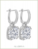 4.50 ctw Cushion & Round Cubic Zirconia Drop Earrings, 925 Sterling Silver