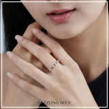 10K White Gold Round Blue Sapphire And White Diamond 7 Stone Bridal Anniversary Wedding Band