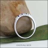 10K White Gold Round Blue Sapphire And White Diamond 7 Stone Bridal Anniversary Wedding Band