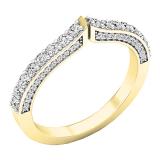 0.15 Carat (ctw) 10K Yellow Gold Round Cut White Diamond Ladies Anniversary Stackable Wedding Band