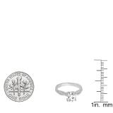 0.70 Carat (ctw) 14K White Gold Round Diamond Solitaire With Accents Bridal Engagement Ring 3/4 CT