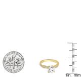 0.70 Carat (ctw) 14K Yellow Gold Round Diamond Solitaire With Accents Bridal Engagement Ring 3/4 CT
