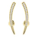 0.15 Carat (Ctw) 14K Yellow Gold Round Cut White Diamond Ladies Crawler Climber Earrings