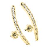 0.15 Carat (Ctw) 14K Yellow Gold Round Cut White Diamond Ladies Crawler Climber Earrings