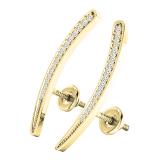 0.15 Carat (Ctw) 14K Yellow Gold Round Cut White Diamond Ladies Crawler Climber Earrings