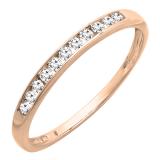 0.21 Carat (ctw) 10K Rose Gold Round White Diamond Anniversary Stackable Wedding Band 1/4 CT
