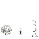 10K Yellow Gold 5X3 MM Each Oval Cut Blue Sapphire & Round Cut Diamond Ladies Infinity Drop Earrings