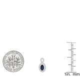18K White Gold 5X3 MM Each Oval Cut Blue Sapphire & Round Cut Diamond Ladies Infinity Drop Earrings