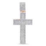 1.60 Carat (Ctw) 10K Rose Gold Round White Diamond Men's Religious Cross Pendant