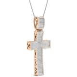 1.60 Carat (Ctw) 10K Rose Gold Round White Diamond Men's Religious Cross Pendant