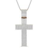 1.60 Carat (Ctw) 10K Rose Gold Round White Diamond Men's Religious Cross Pendant