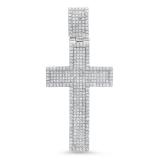 1.60 Carat (Ctw) 10K White Gold Round White Diamond Men's Religious Cross Pendant