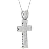 1.60 Carat (Ctw) 10K White Gold Round White Diamond Men's Religious Cross Pendant